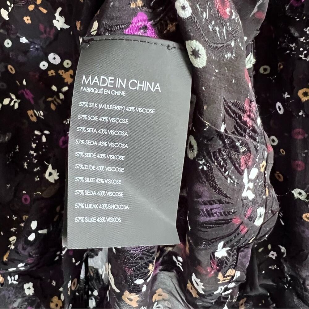 NWT Club Monaco Silk Blend Sheer Floral Print Blouse - Picture 7 of 8